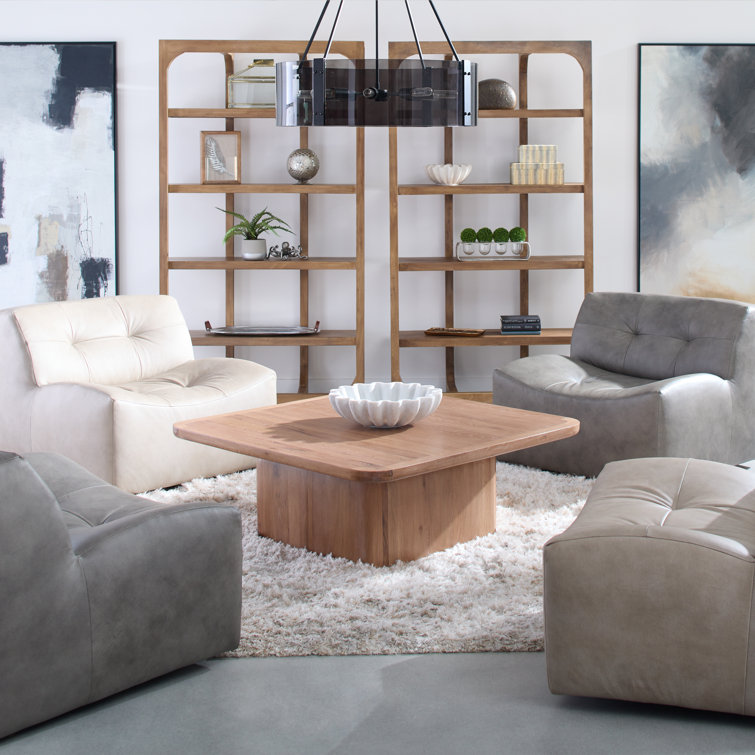 Gray Leather Handcrafted Swivel Slipper Chair