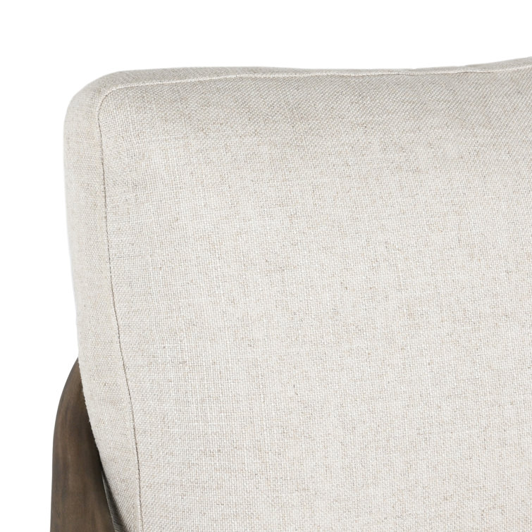 Beige Handcrafted Wood Accent Armchair