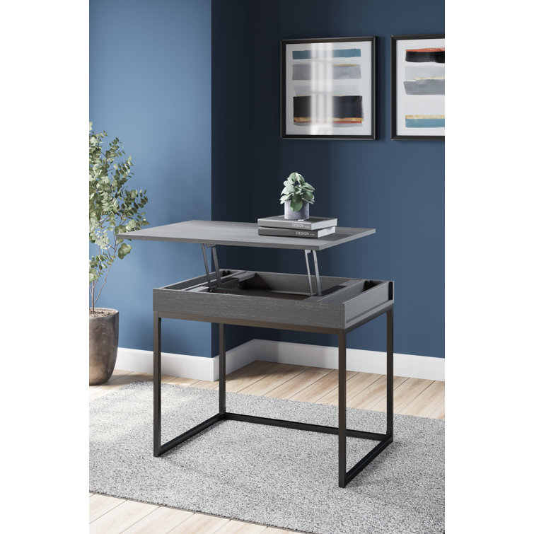 Sleek Black 36" Contemporary Home Office Desk with USB Port