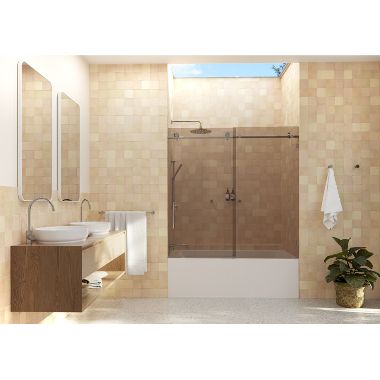 Equinox 60" Frameless Bronze Tinted Sliding Bathtub Door