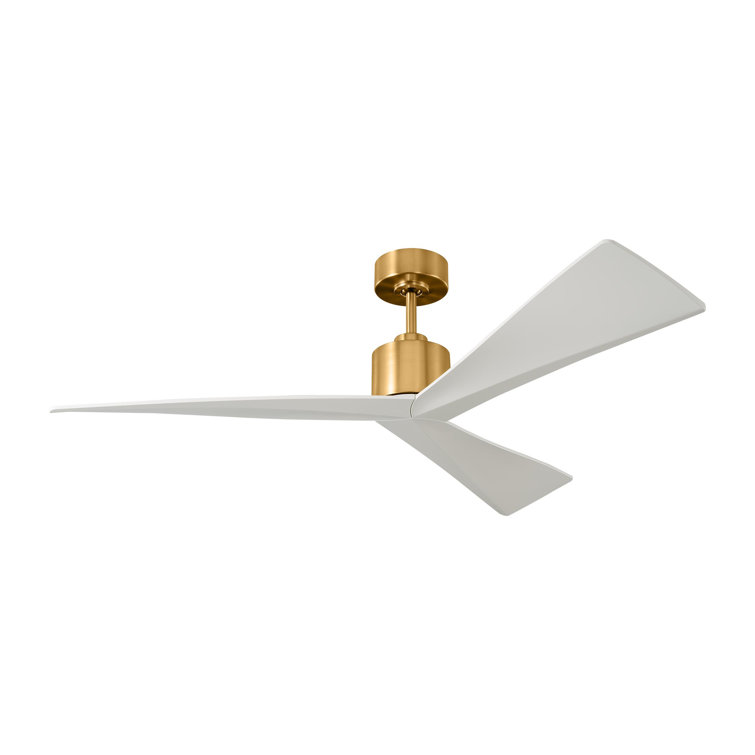 Adler 52" Burnished Brass and Matte White Ceiling Fan with Remote