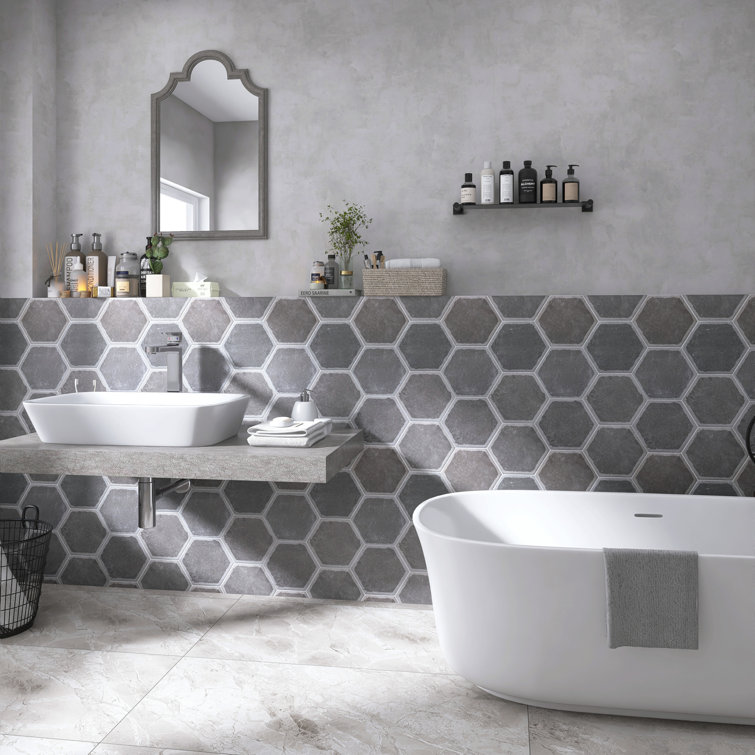 Décor Grafito Hexagon Porcelain Floor and Wall Tile