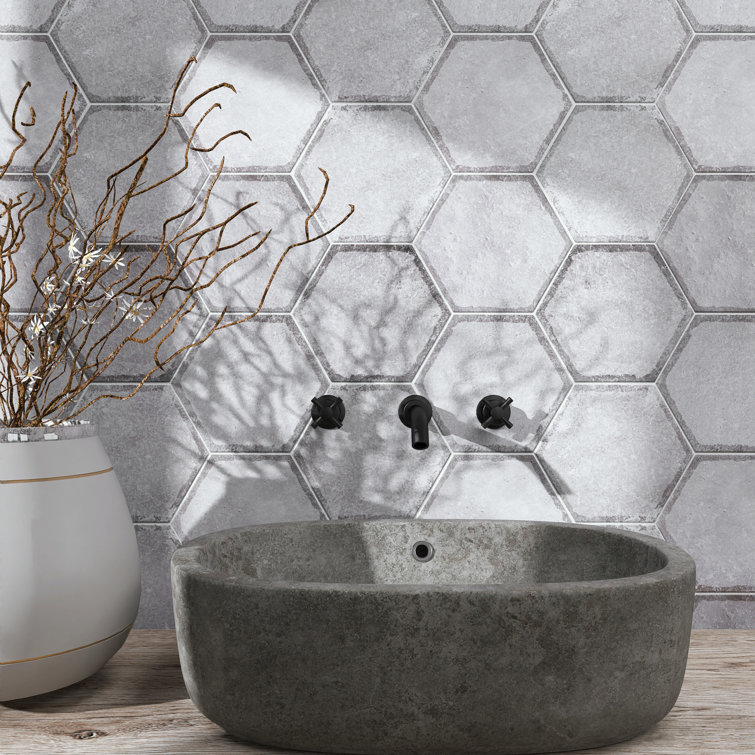 Décor Gray Hexagon Porcelain Wall & Floor Tile