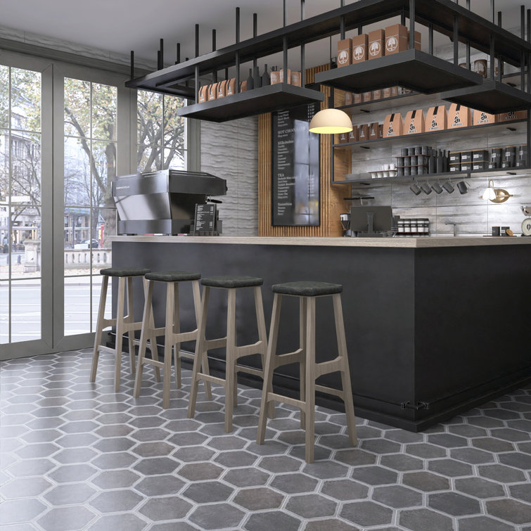 Décor Grafito Hexagon Porcelain Floor and Wall Tile