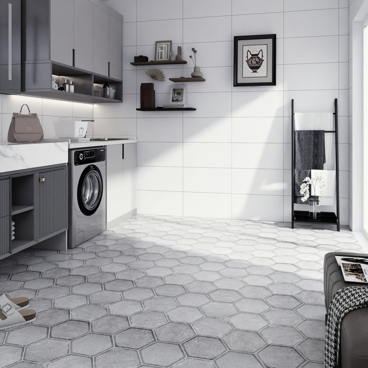 Décor Gray Hexagon Porcelain Wall & Floor Tile