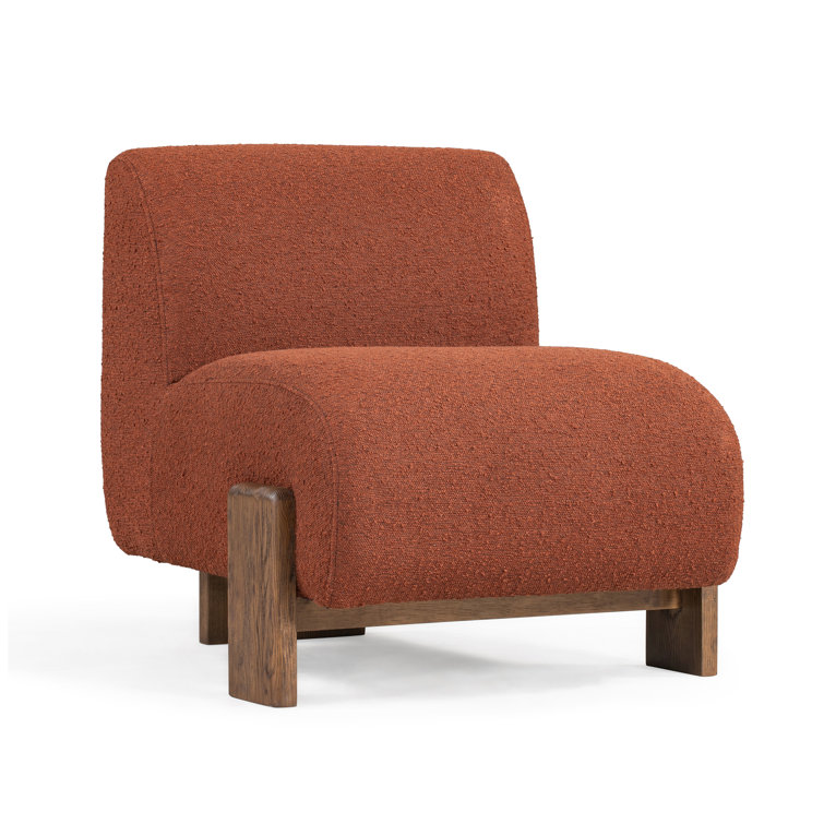 Burnt Orange Curved Wood Frame Slipper Chair