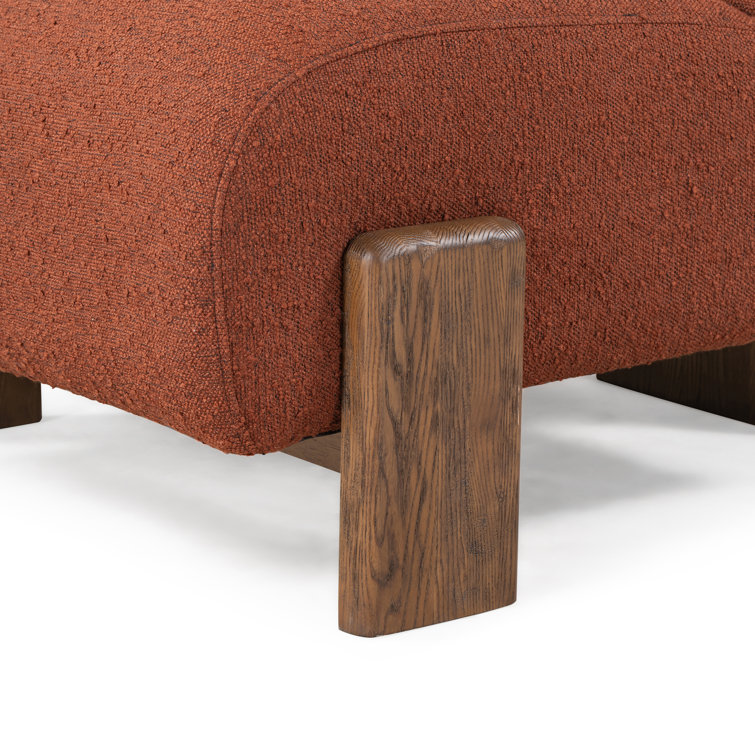 Burnt Orange Curved Wood Frame Slipper Chair