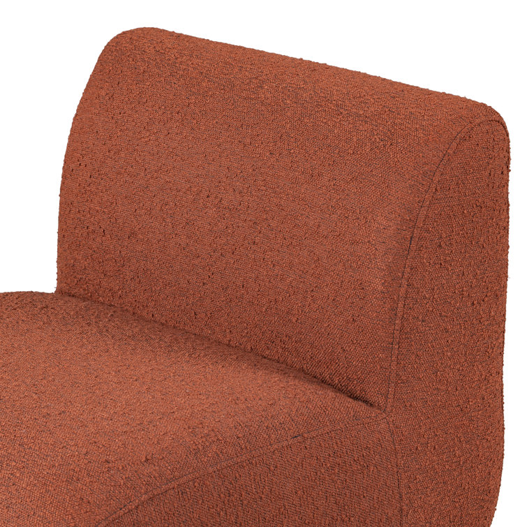 Burnt Orange Curved Wood Frame Slipper Chair