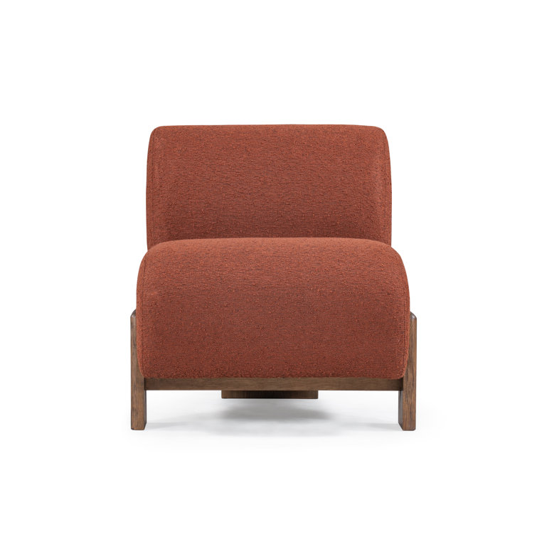 Burnt Orange Curved Wood Frame Slipper Chair