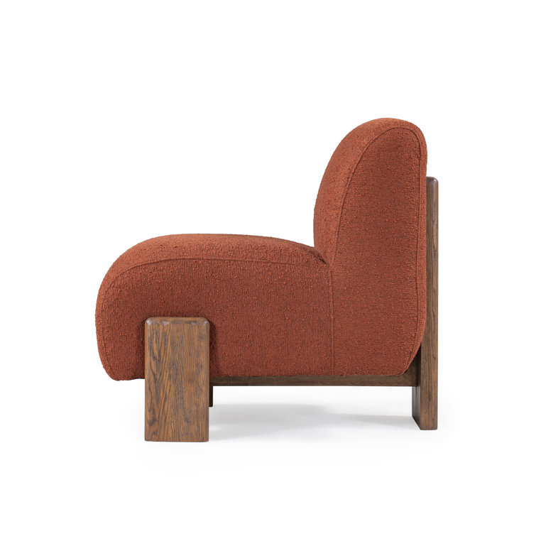 Burnt Orange Curved Wood Frame Slipper Chair