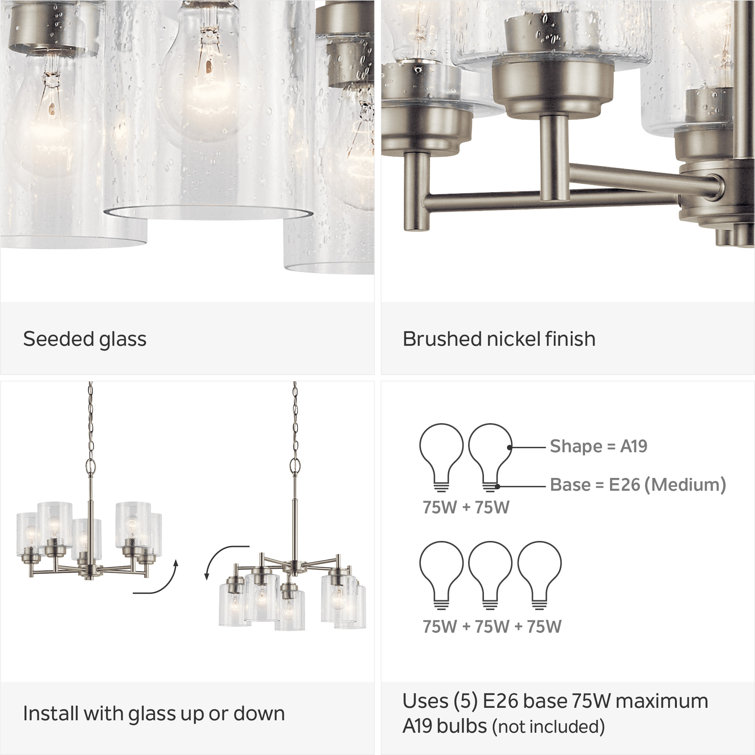Winslow Brushed Nickel 5-Light Mini Chandelier with Clear Glass