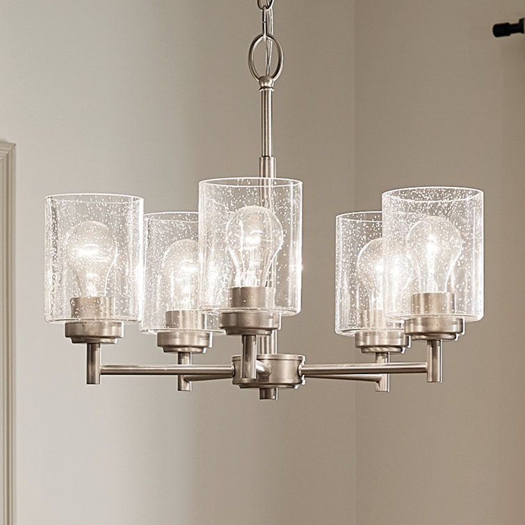 Winslow Brushed Nickel 5-Light Mini Chandelier with Clear Glass