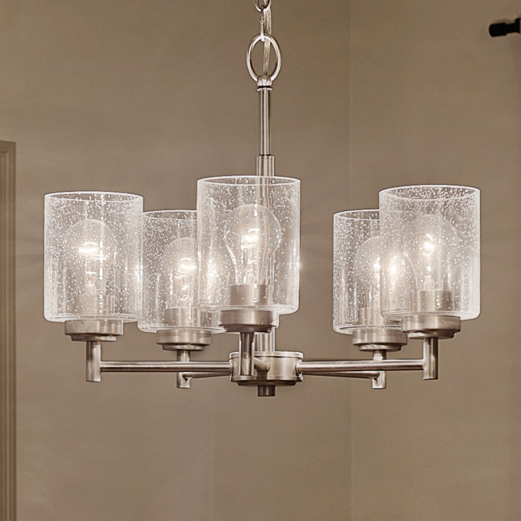 Winslow Brushed Nickel 5-Light Mini Chandelier with Clear Glass