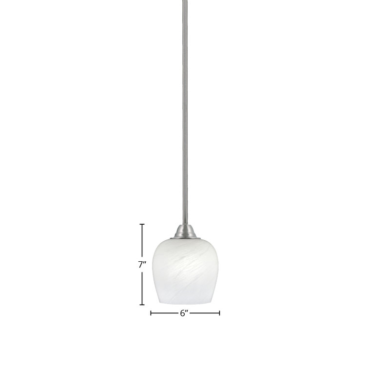 Paramount Brushed Nickel Mini Pendant with White Glass Shade