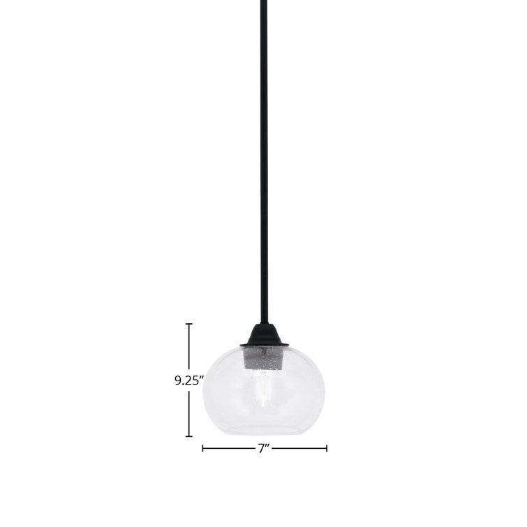 Paramount Matte Black Mini Glass Pendant Light