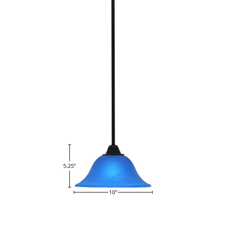 Paramount Matte Black Mini Pendant with Blue Glass Shade