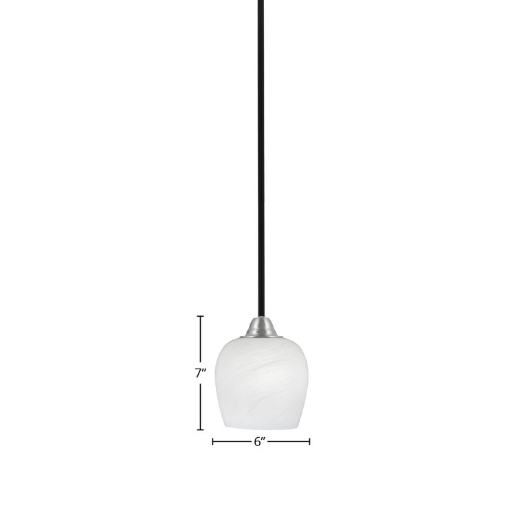 Mini Brushed Nickel Pendant with White Marble Glass Shade