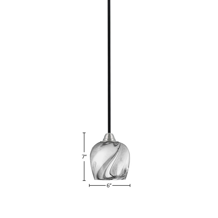 Paramount Brushed Nickel Mini Pendant with Onyx Swirl Glass Shade