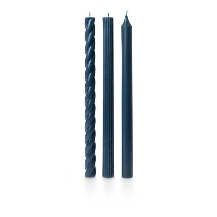 Serenity Deep Blue 3-Pack Beeswax & Soy Taper Candles
