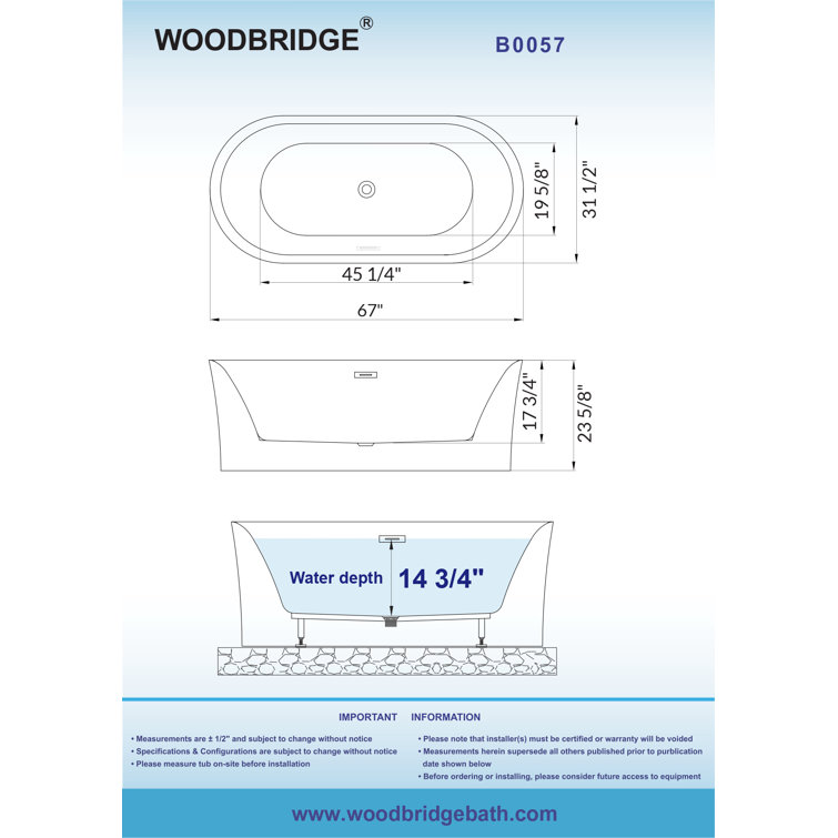 White Acrylic Oval Freestanding Soaking Bathtub with Center Drain