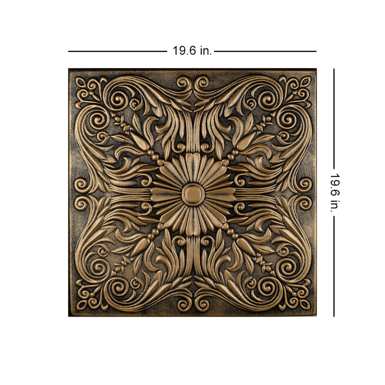 Antique Brass Victorian Faux Tin Glue-Up Ceiling Tile