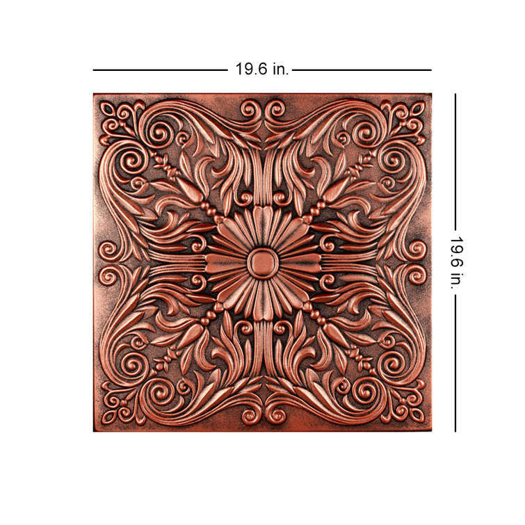 Antique Copper Victorian Faux Tin Glue-Up Ceiling Tile