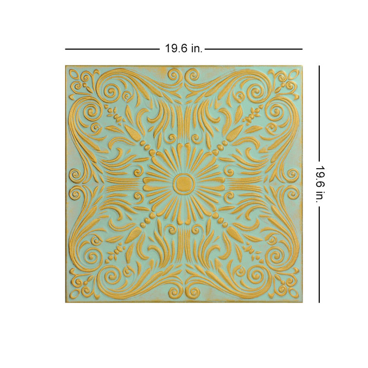Gold Moss Faux Tin Victorian Glue-Up Ceiling Tile