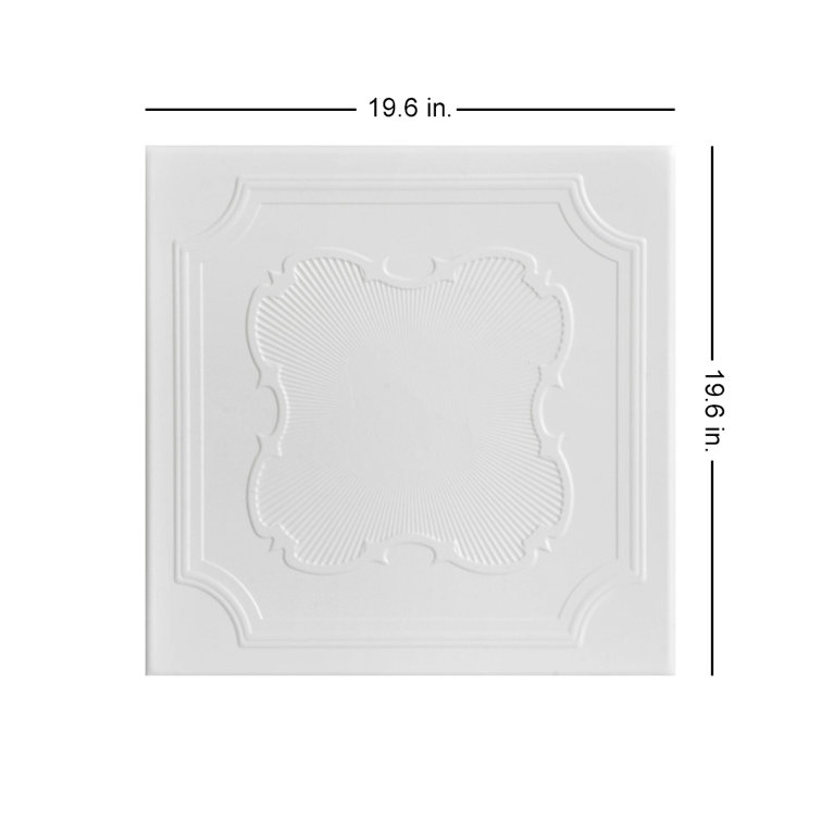 Coronado White Heron Faux Tin Glue-Up Ceiling Tile