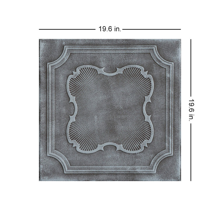 Moss Gray Faux Tin 2x2 Polystyrene Glue-Up Ceiling Tile