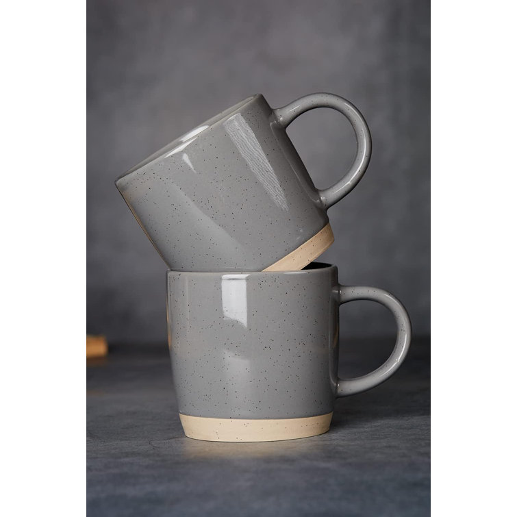 Dark Gray Ceramic Microwave Safe Coffee Mug Set