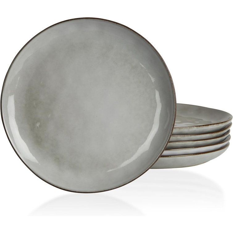 Gray Ceramic 10.25'' Dinner Plates Set of 6