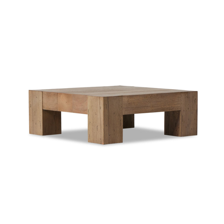 Rustic Wormwood Oak Square Coffee Table with Storage