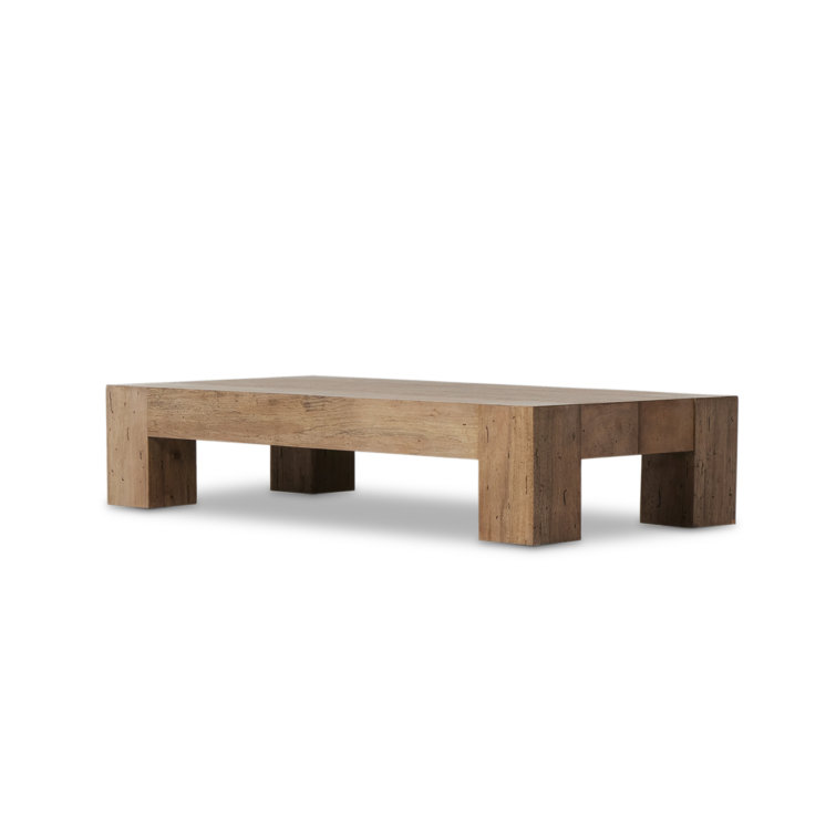 Rustic Oak 70" Rectangular Wood Coffee Table with Storage