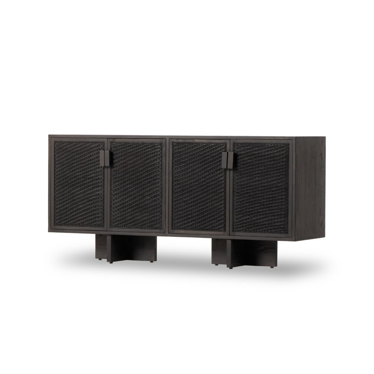 Levon 69'' Black Pine and Cane Sideboard