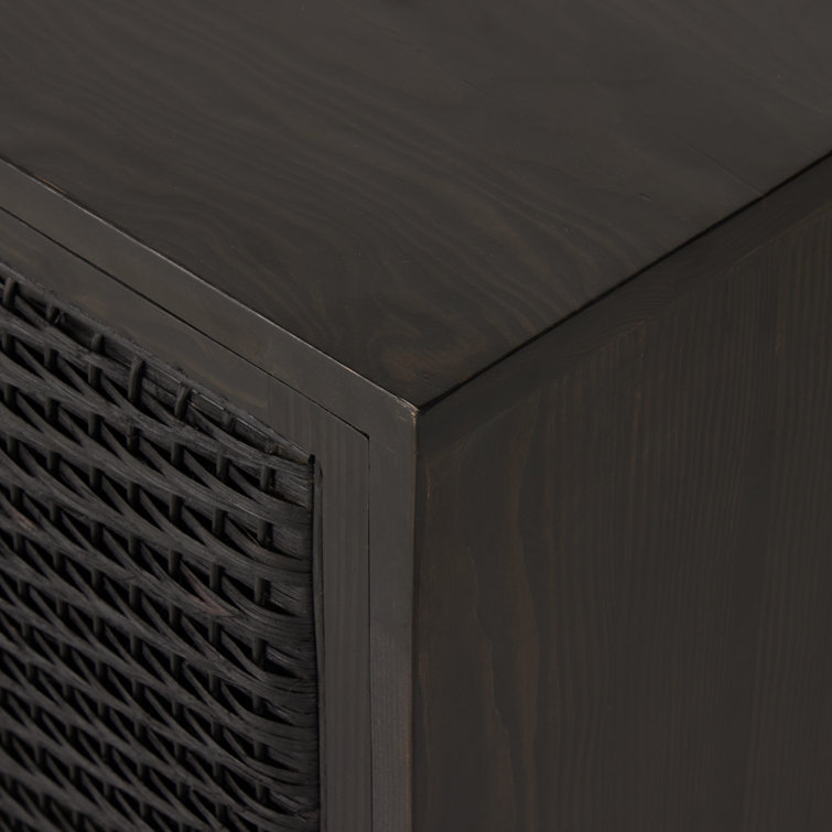 Levon 69'' Black Pine and Cane Sideboard