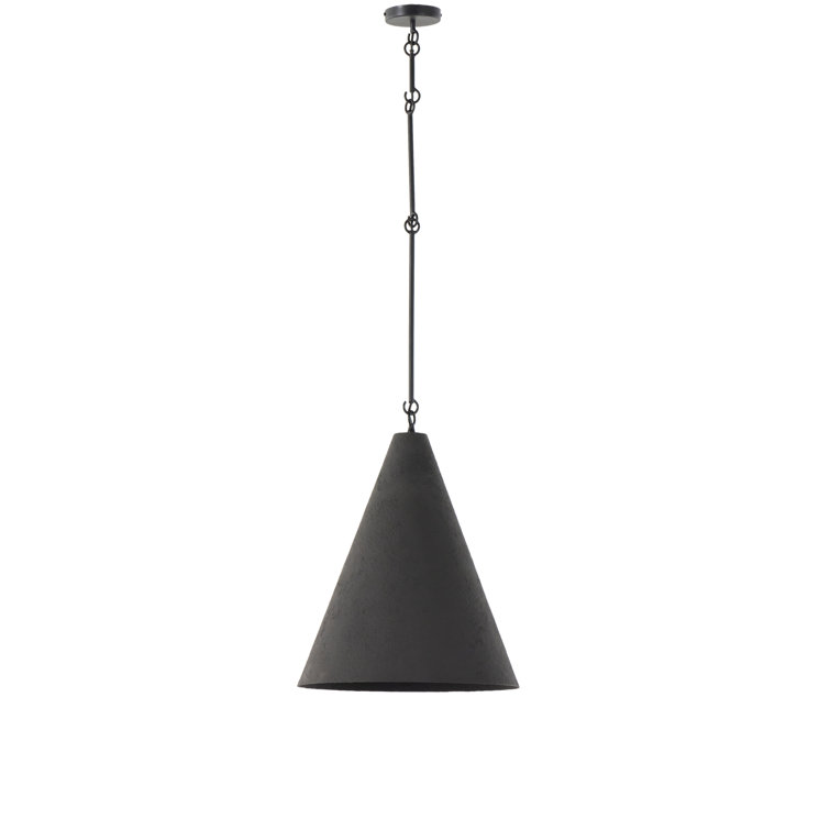 Matte Black Aluminum 19.5" Pendant Light with Antiqued Iron Hardware