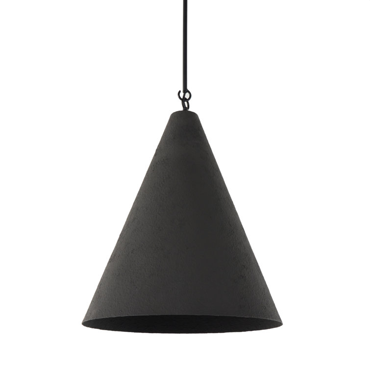 Matte Black Aluminum 19.5" Pendant Light with Antiqued Iron Hardware