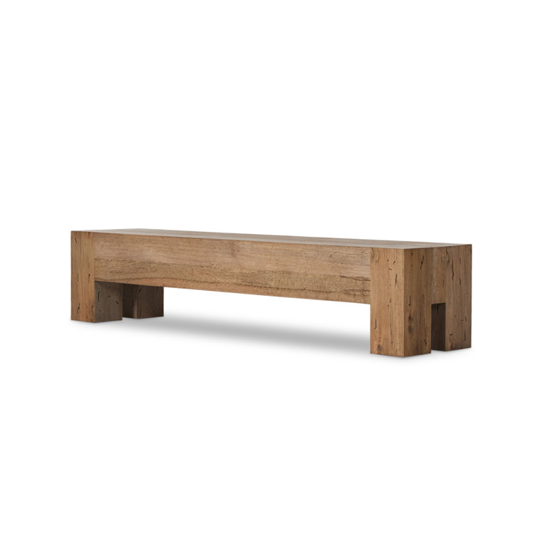 Natural Rustic Wormwood Oak Dining Bench with Chunky Legs