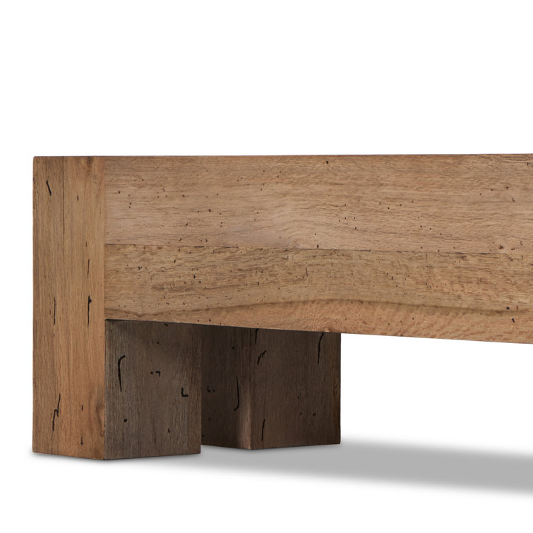 Natural Rustic Wormwood Oak Dining Bench with Chunky Legs