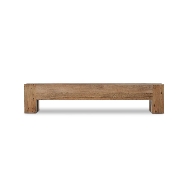Natural Rustic Wormwood Oak Dining Bench with Chunky Legs