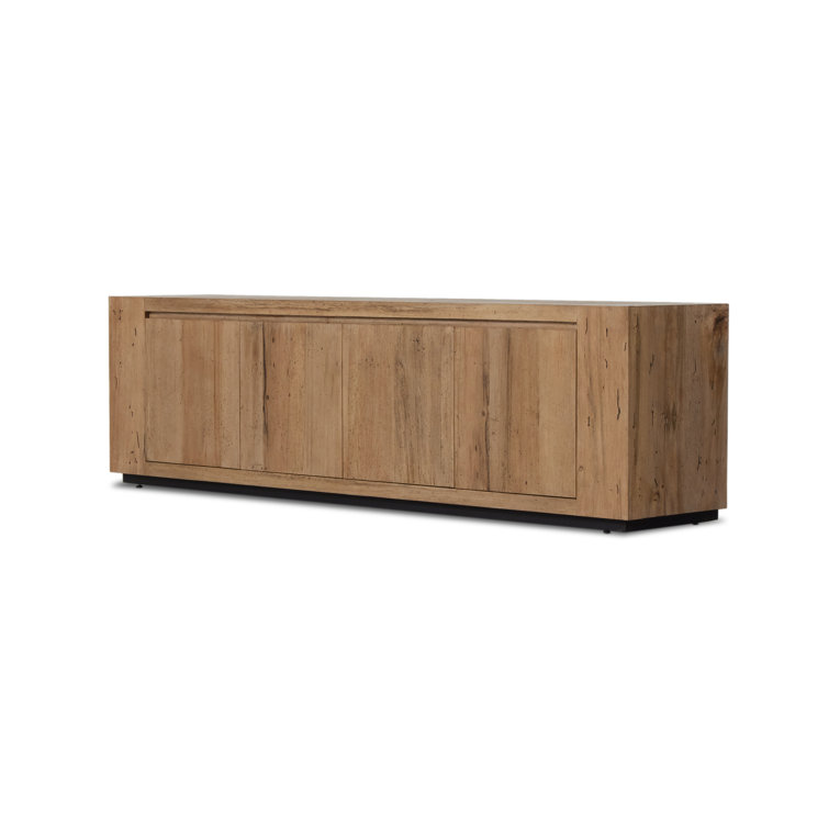 Natural Oak Rustic Media Console with Cabinet Storage