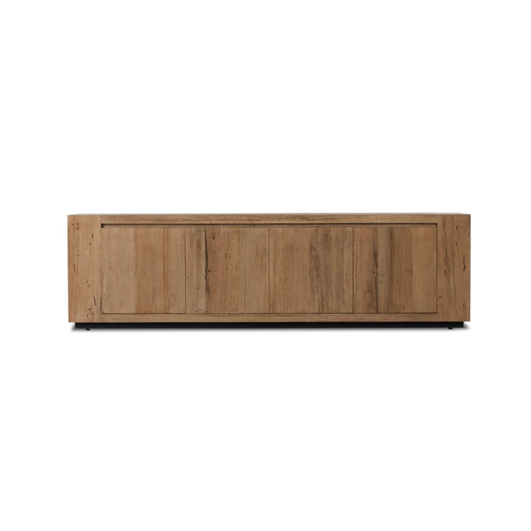 Natural Oak Rustic Media Console with Cabinet Storage