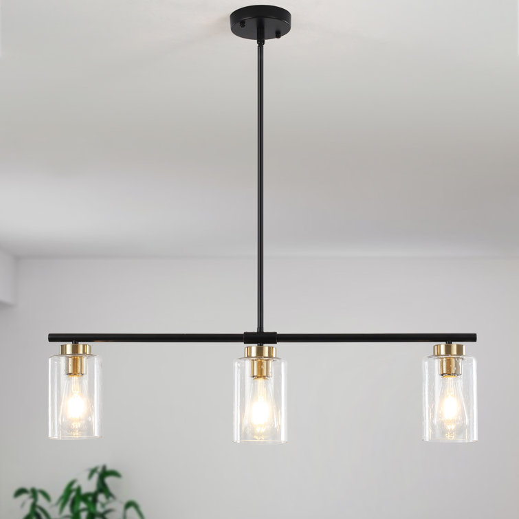 Black and Gold Linear Glass Kitchen Island Pendant