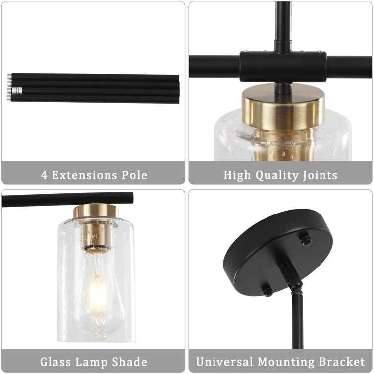 Black and Gold Linear Glass Kitchen Island Pendant