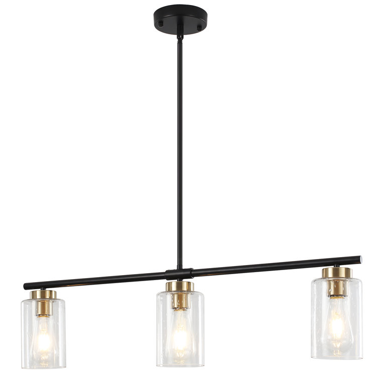 Black and Gold Linear Glass Kitchen Island Pendant
