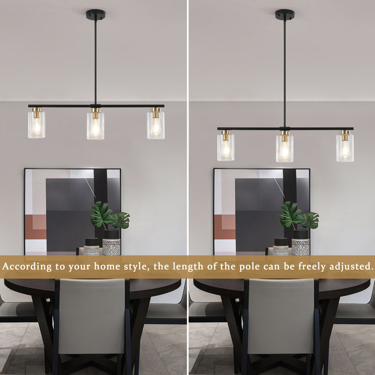 Black and Gold Linear Glass Kitchen Island Pendant