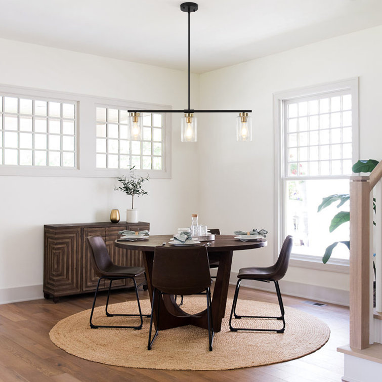Black and Gold Linear Glass Kitchen Island Pendant