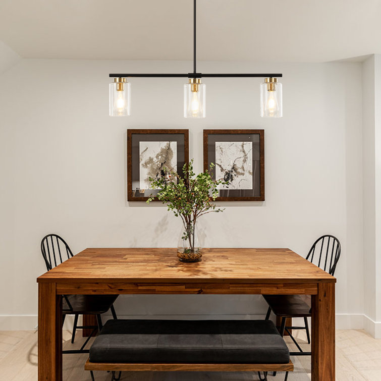 Black and Gold Linear Glass Kitchen Island Pendant