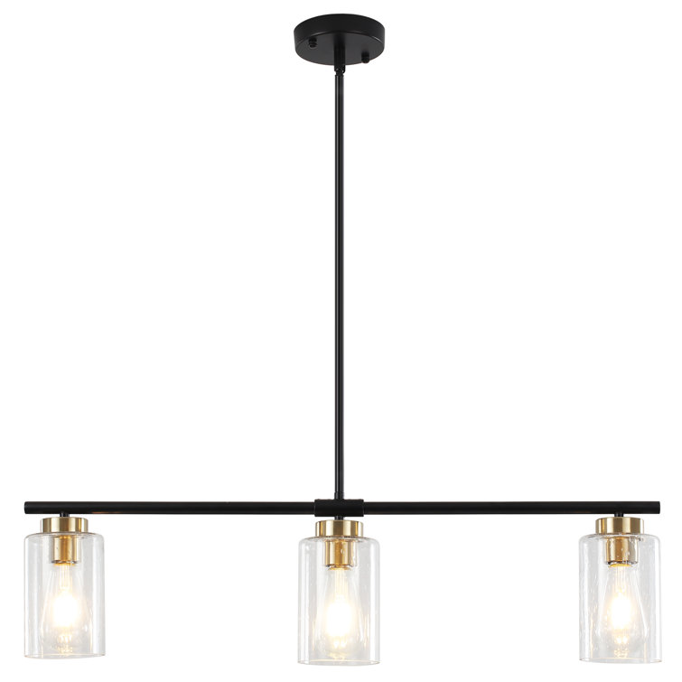 Black and Gold Linear Glass Kitchen Island Pendant