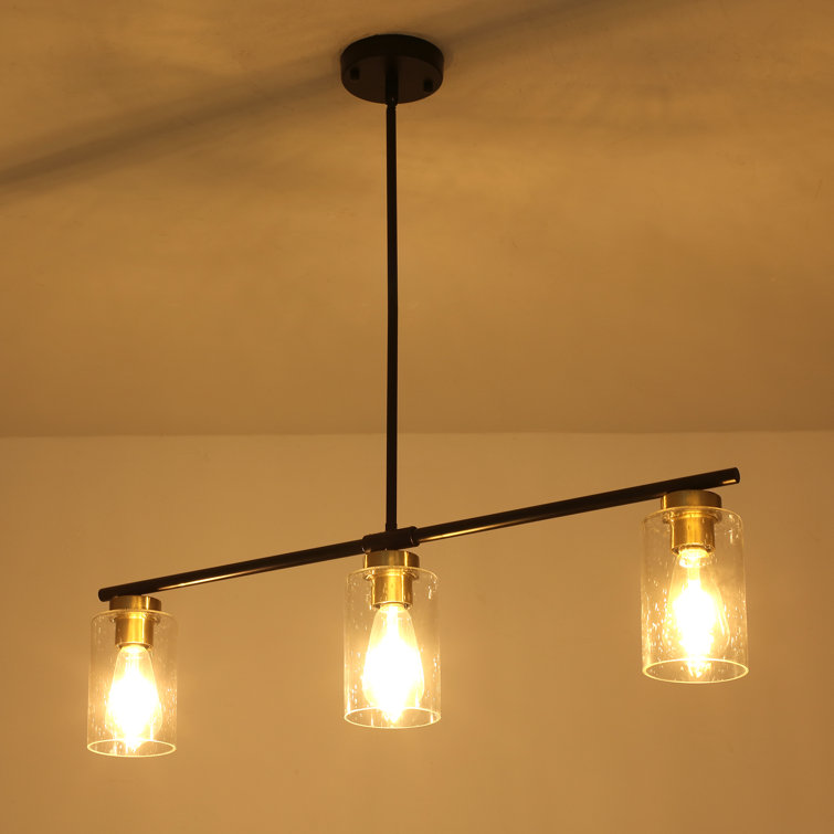 Black and Gold Linear Glass Kitchen Island Pendant